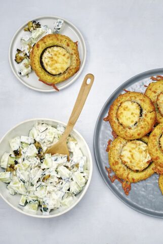 Falafelpuffer mit Auberginenquark Falafelpuffer mit Auberginenquark