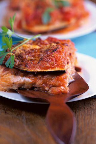 Auberginen-Lachs-Lasagne