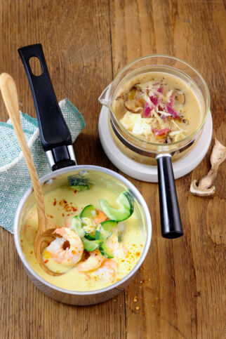 Frischkäsesauce mit Garnelen Frischkäsesauce mit Garnelen