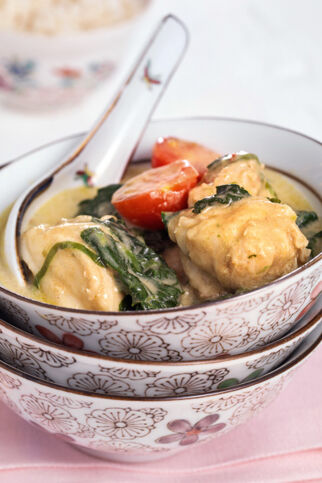 Fischcurry mit Spinat