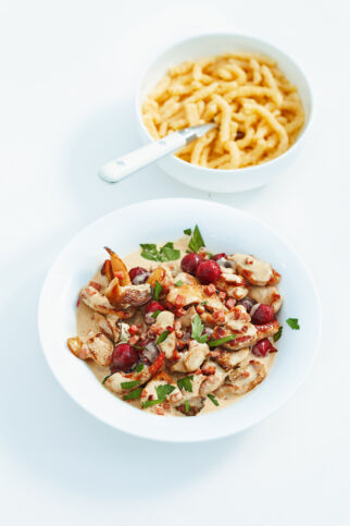 Geschnetzeltes mit Kirschen Geschnetzeltes mit Kirschen