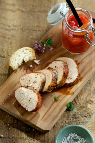 Schweinefilet mit Rhabarberchutney Schweinefilet mit Rhabarberchutney