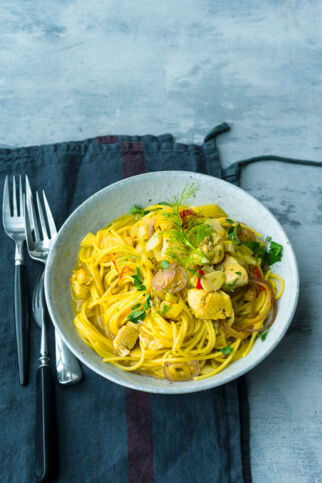 Fenchel-Safran-Nudeln mit Huhn