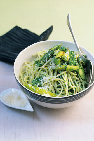 Spargelpasta mit Bärlauchpesto Spargelpasta mit Bärlauchpesto