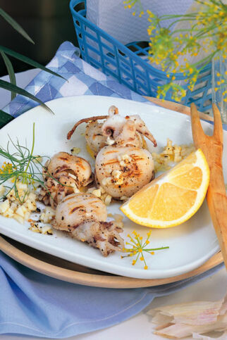 Tintenfische gegrillt mit Knoblauch Tintenfische gegrillt mit Knoblauch