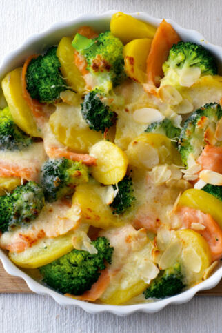 Brokkoli-Räucherlachs-Gratin mit Kartoffeln Brokkoli-Räucherlachs-Gratin mit Kartoffeln