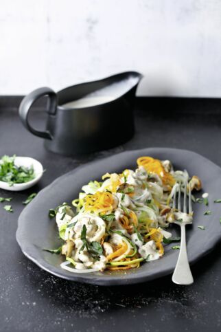 Gemüsespaghetti mit Champignonsauce Gemüsespaghetti mit Champignonsauce