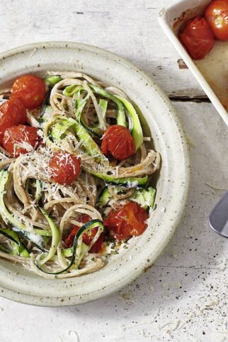 Zucchini-Bärlauch-Pasta mit Tomaten Zucchini-Bärlauch-Pasta mit Tomaten