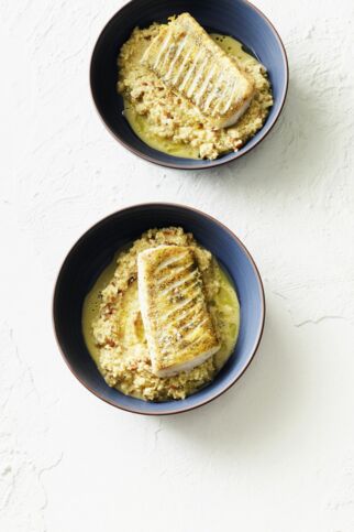 Zander auf Blumenkohl-Steinpilz-Risotto Zander auf Blumenkohl-Steinpilz-Risotto
