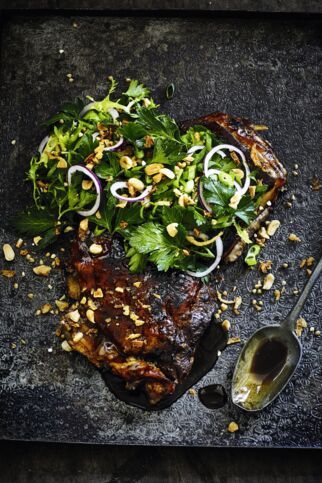 Lammrippe mit Schluppensalat Lammrippe Cola Schluppe