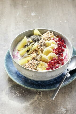 Bananen Tofu Bowl mit Sojacreme Bananen Tofu Bowl mit Sojacreme