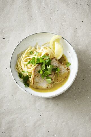 Scaloppine al limone mit Bavette Scaloppine al limone mit Bavette