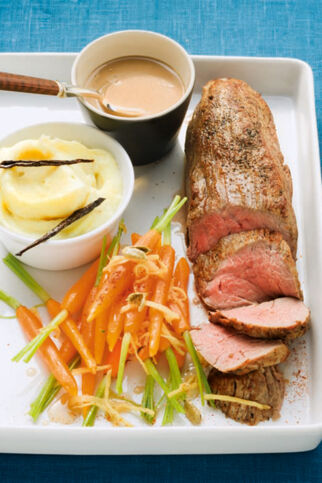 Kalbsfilet mit Cognacsauce und Kardamom-Möhren Kalbsfilet mit Cognacsauce und Kardamom-Möhren
