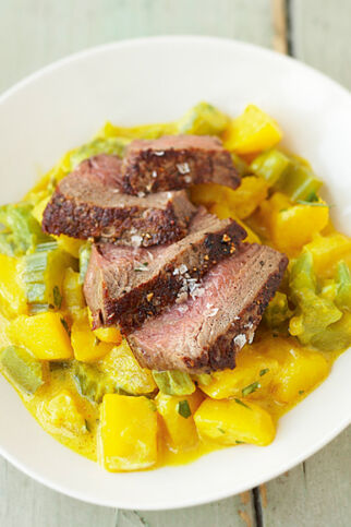 Safran-Kartoffeln mit Rinderfilet Safran-Kartoffeln mit Rinderfilet