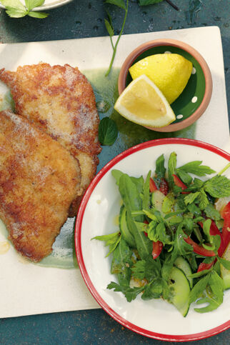 Kräutersalat mit Piccata