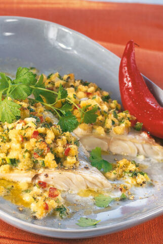 Seelachs unter der Zucchinikruste Seelachs unter der Zucchinikruste