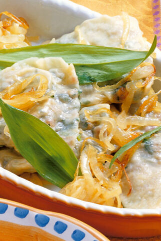Maultaschen mit Spinat und Bärlauch