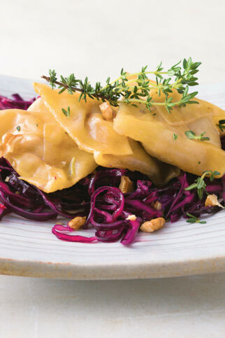 Wan-Tans mit Rotkohlsalat Wan-Tans mit Rotkohlsalat