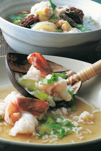 Reissuppe mit Garnelen