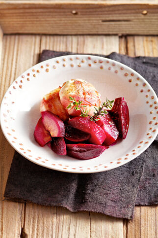 Rote Bete mit Quitten und Speck-Ziegenkäse