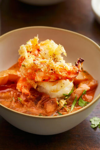 Gemüse-Kokos-Ragout mit Garnelen