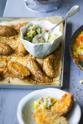 Sesam-Kartoffeln mit Avocadocreme Sesam-Kartoffeln mit Avocadocreme