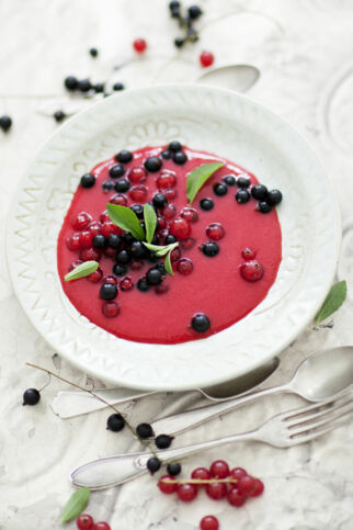 Johannisbeer-Gefrorenes mit Stevia Johannisbeer-Gefrorenes mit Stevia