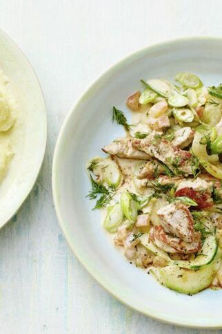 Kalbsgeschnetzeltes mit Gurke und Dill Kalbsgeschnetzeltes mit Gurke und Dill