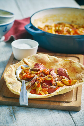 Rindersteaks im Pizzateller Rindersteaks im Pizzateller