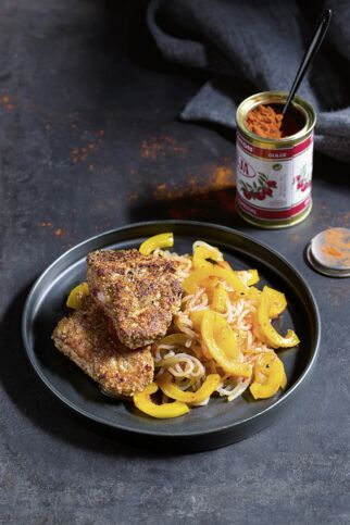 Puten-Piccata mit Paprikanudeln Puten-Piccata mit Paprikanudeln