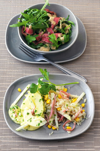 Kohlrabi-Reis-Salat mit Schinken
