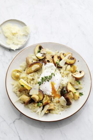 Topisotto mit gebratenen Pilzen und pochiertem Ei Topisotto mit gebratenen Pilzen und pochiertem Ei