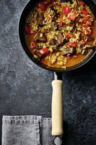 Leber-Gemüse-Eintopf mit Reis Leber-Gemüse-Eintopf mit Reis