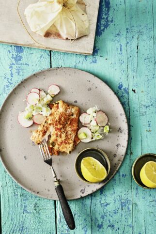 Fisch mit Walnuss-Paprika-Paste Fisch mit Walnuss-Paprika-Paste