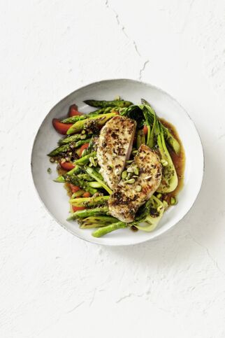 Steak in Senfmarinade mit Spargel Steak in Senfmarinade mit Spargel