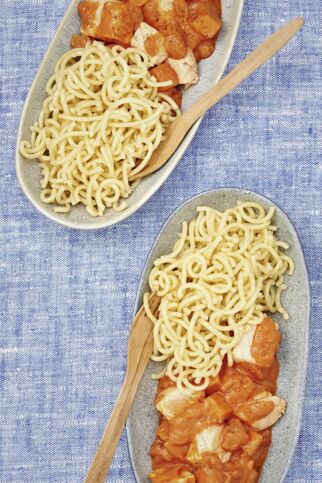 Lachsragout mit Pasta
