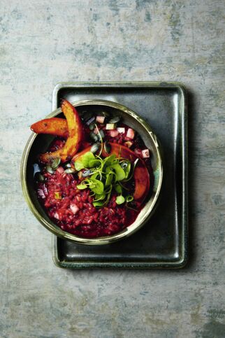 Rote-Bete-Risotto mit Ofenkürbis Rote-Bete-Risotto mit Ofenkürbis