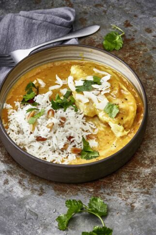 Mango-Chicken
mit Kokosreis Mango-Chicken
mit Kokosreis