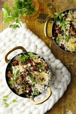 Reis mit Sauerkraut und Hackfleisch Reis mit Sauerkraut und Hackfleisch