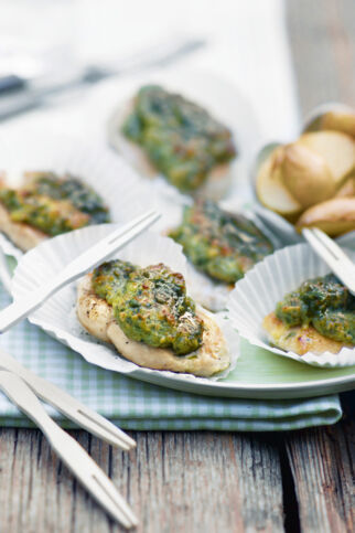 Mini-Schnitzel mit Bärlauchkruste Mini-Schnitzel mit Bärlauchkruste