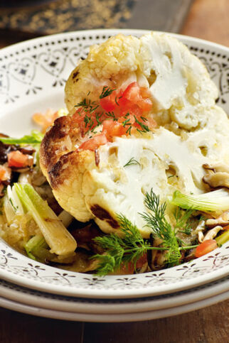 Blumenkohl mit warmer Vinaigrette und Shiitake-Pilzen Blumenkohl mit warmer Vinaigrette und Shiitake-Pilzen