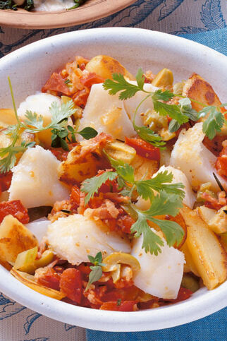 Stockfisch mit Gemüse und Oliven Stockfisch mit Gemüse und Oliven