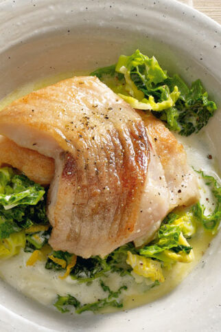 Karpfenfilets auf Rahmwirsing Karpfenfilets auf Rahmwirsing