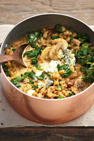 Grünkern mit Pilzen und Spinat Grünkern mit Pilzen und Spinat