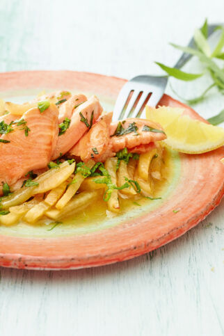 Glasierter Rettich mit Lachs Glasierter Rettich mit Lachs