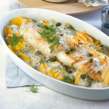 Kabeljau-Topf mit Lauchgemüse Kabeljau-Topf mit Lauchgemüse