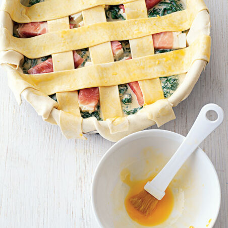 Spinatquiche mit Parmaschinkenröllchen Spinatquiche mit Parmaschinkenröllchen