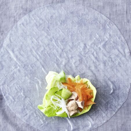 Salatrollen mit Schwein und Garnele Salatrollen mit Schwein und Garnele