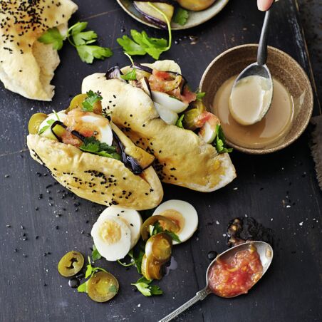 Auberginen-Tahin-Sandwich Auberginen-Tahin-Sandwich