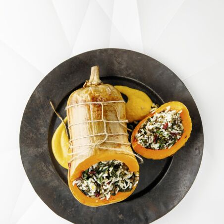 Gefüllter Kürbisbraten mit Orangen-Nuss-Sauce